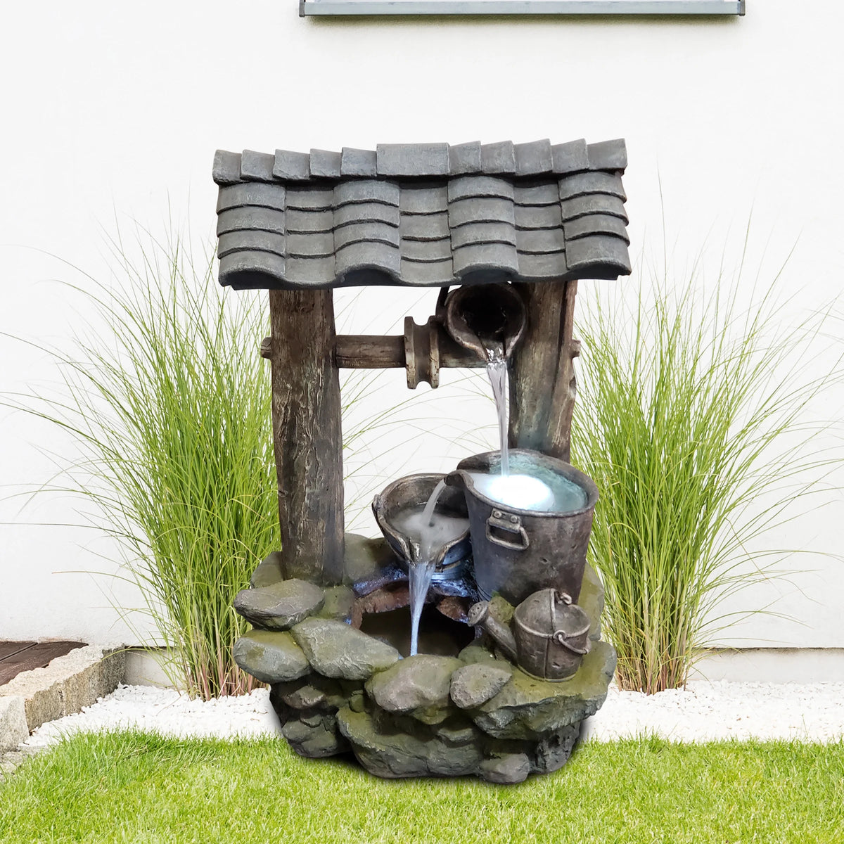 Polyresin Well Fountain with LED Lights Z63848