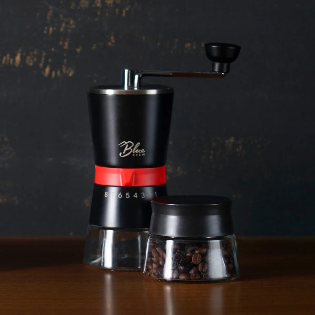 Manual Coffee Grinder with Conical Ceramic Burrs and 2 Airtight Glass Jars L8055