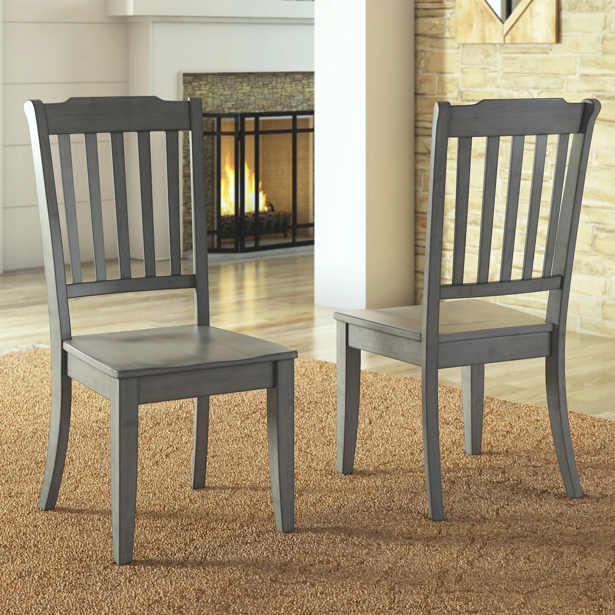 Antique Sage Green Wood Dining Chairs, Set of 2 G428867