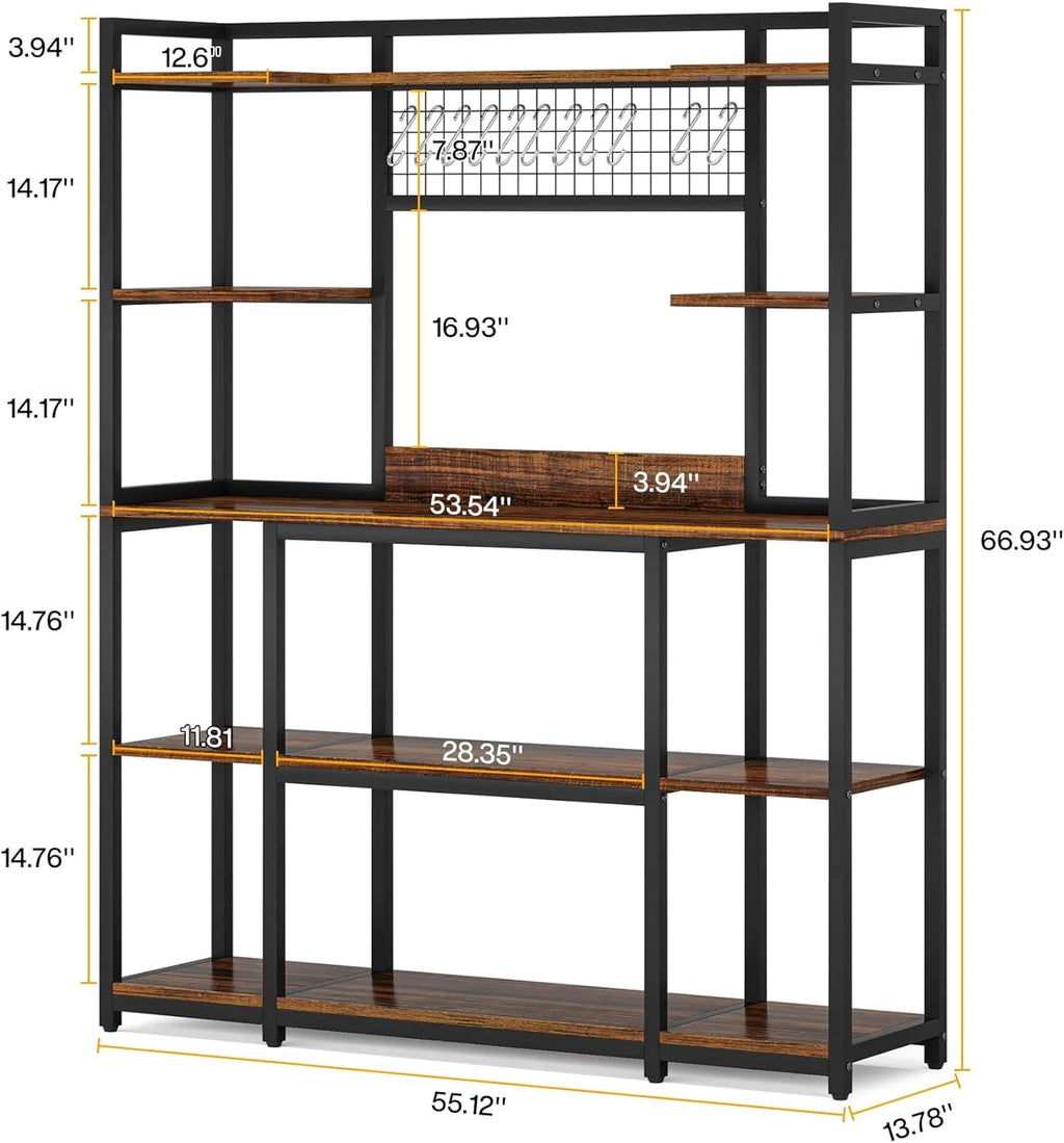 55" Wide 5-Tier Kitchen Storage Rack with Hutch U594