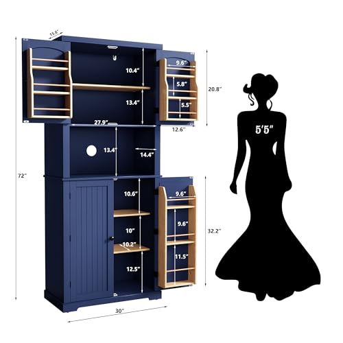 72" Kitchen Pantry Storage Cabinet with Doors and Shelves N97108