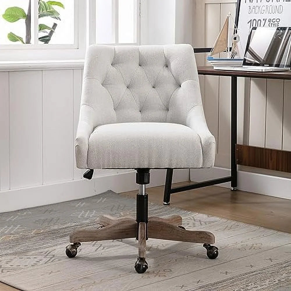 Brown Swivel Shell Chair with Wood Base and Wheels B954