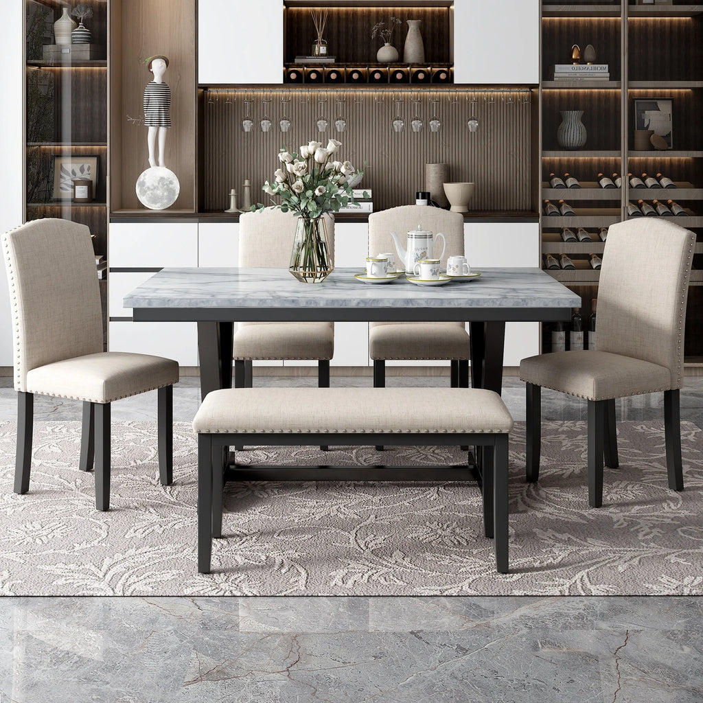6-piece Dining Table with 4 Chairs & 1 Bench L9320