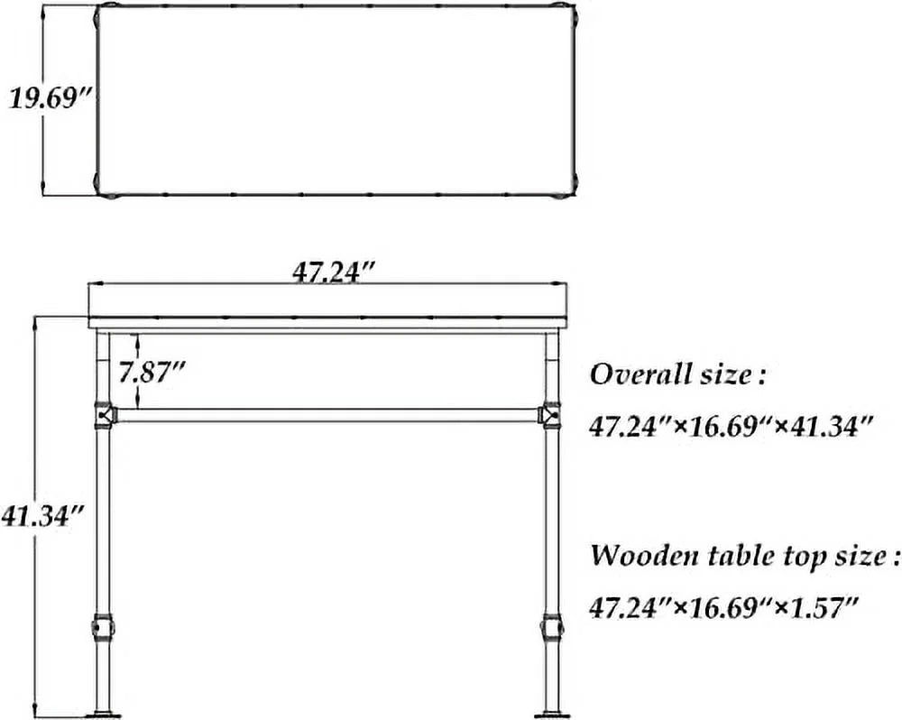 41.3inch Height Industrial Rustic Metal Pipe and Wood Table Y263371