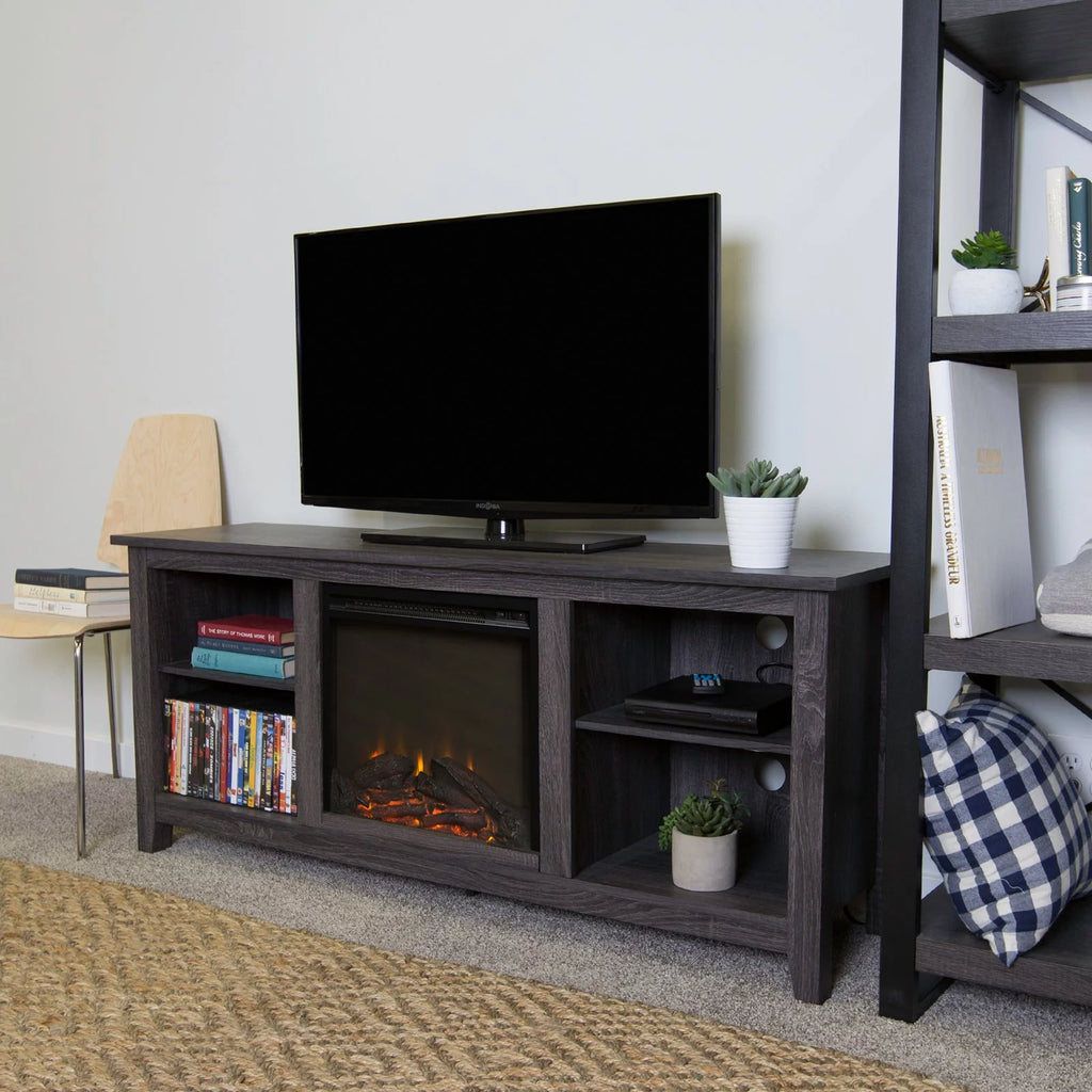 58" Rustic MDF Farmhouse Fireplace TV Stand Z506290