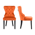 Orange Velvet Dining Chairs Set of 2 I302279