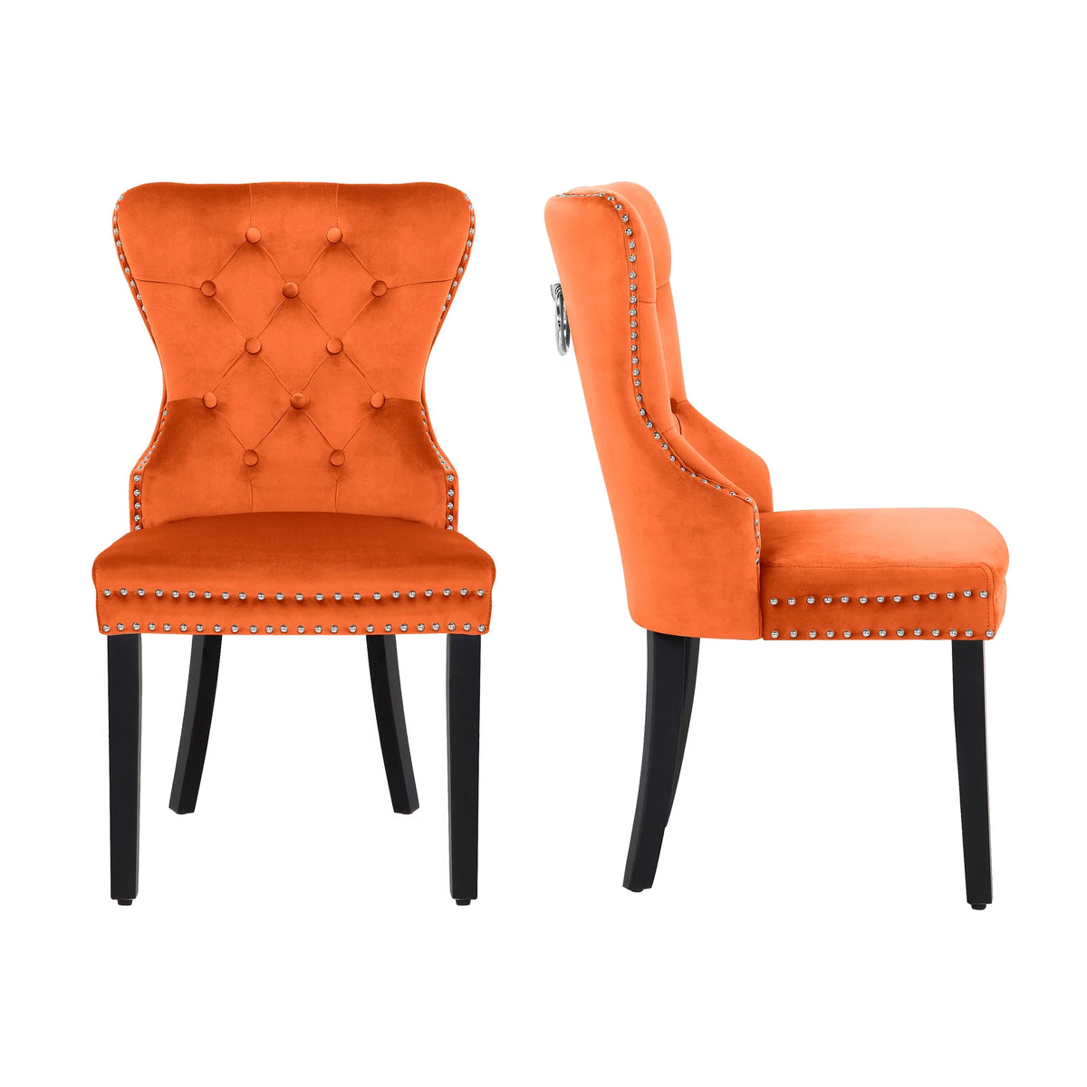 Orange Velvet Dining Chairs Set of 2 I302279