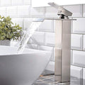 Black Single Handle Stainless Steel Waterfall Vessel Sink Faucet with Drain F9035