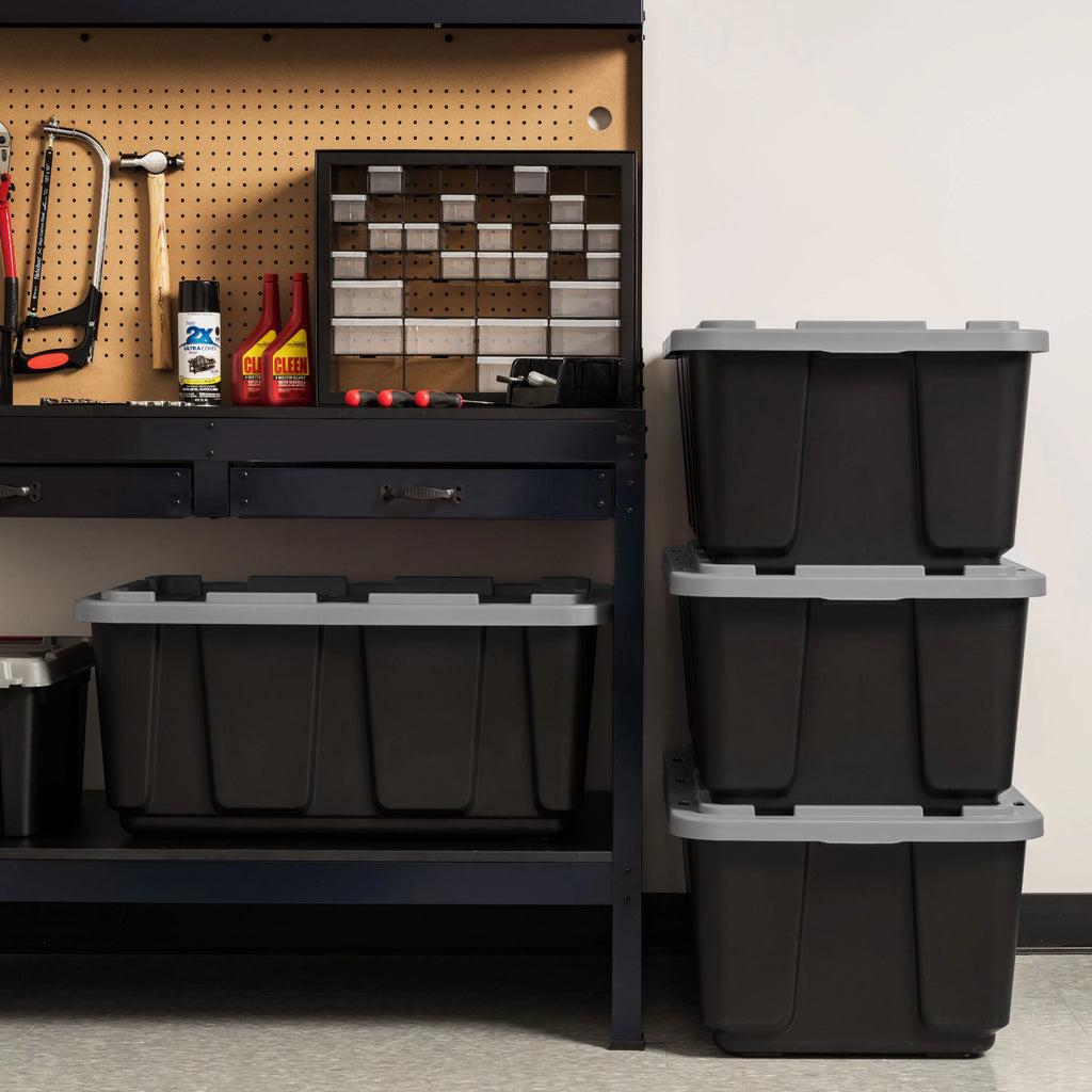 27Gal 4 Pack Stackable Plastic Storage Bin with Lid Z9243
