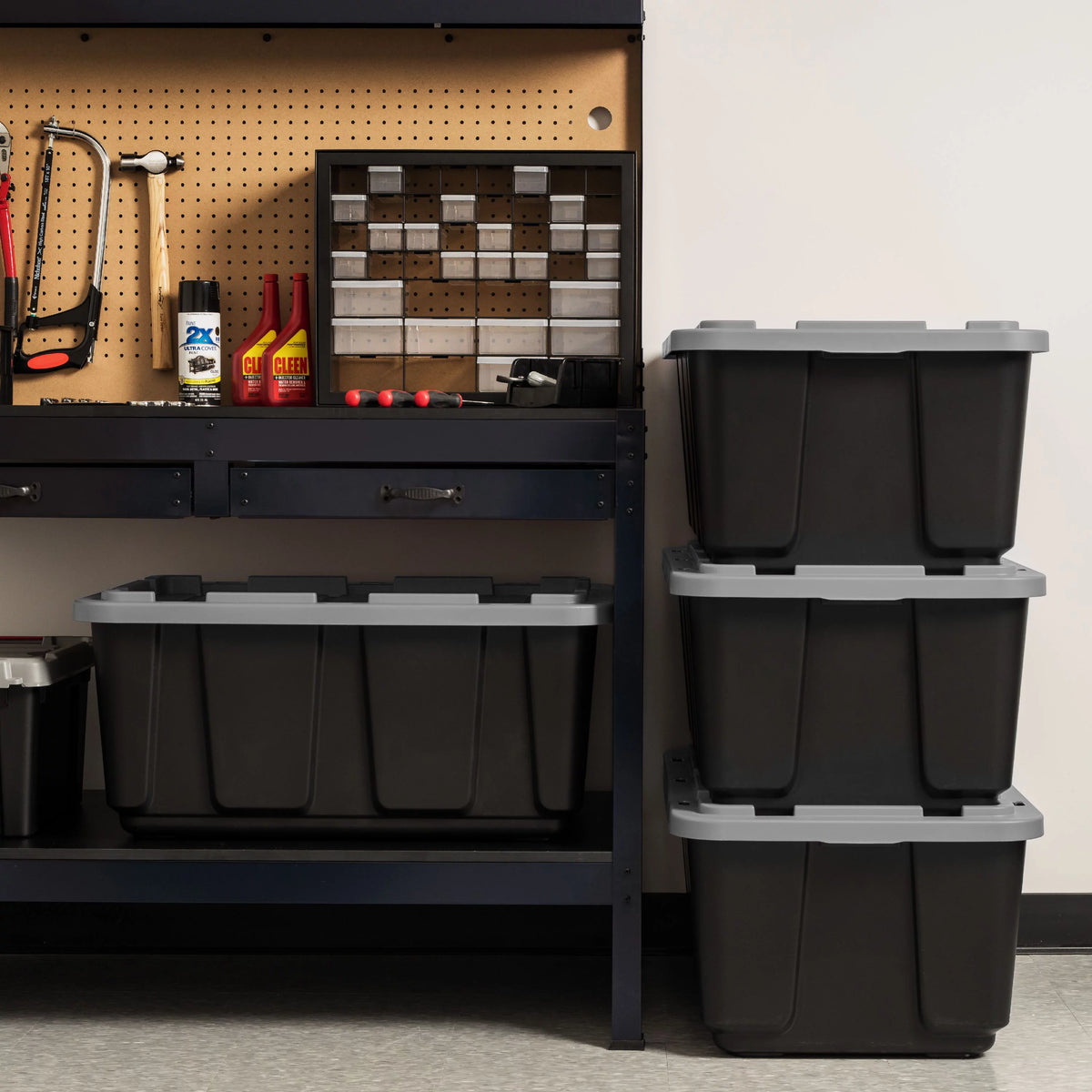 27Gal 4 Pack Stackable Plastic Storage Bin with Lid Z9243