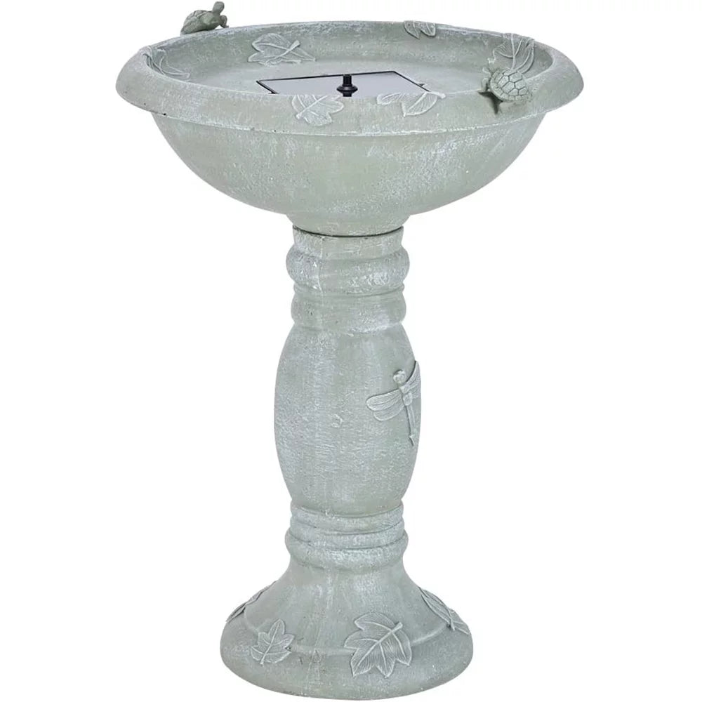 Solar Powered Concrete Bird Bath Fountain H89546
