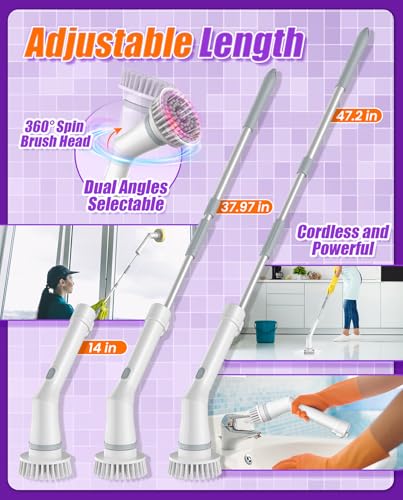 Cordless Electric Spin Scrubber with 6 Brush Heads W950
