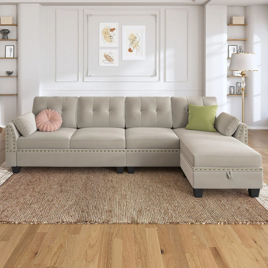 Reversible L-Shaped Sectional Sofa Couch U334