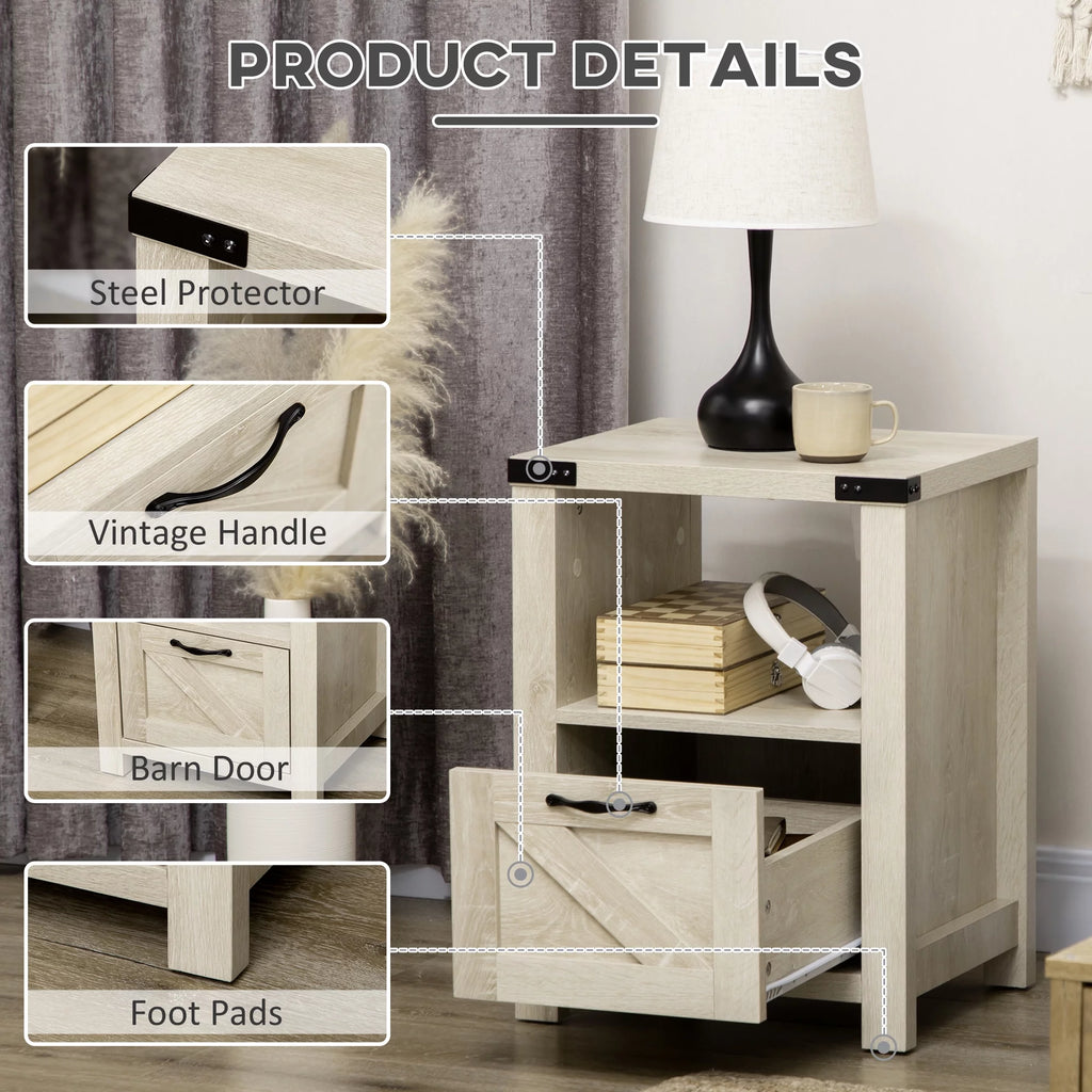 Farmhouse Side Table with Storage A40567