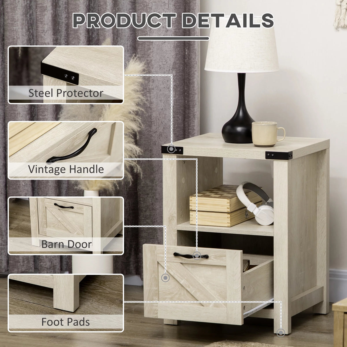 Farmhouse Side Table with Storage A40567