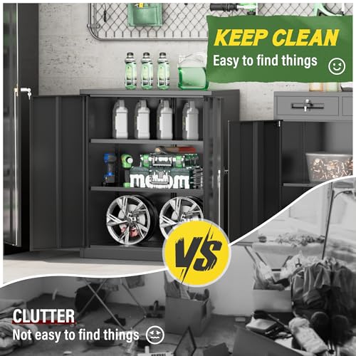 Metal Storage Cabinet with Doors and Shelves E738375