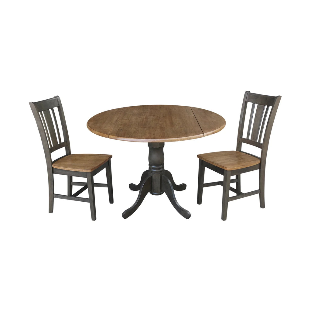42" Wood Drop Leaf Table with 2 Side Chairs 3 Piece Set S392