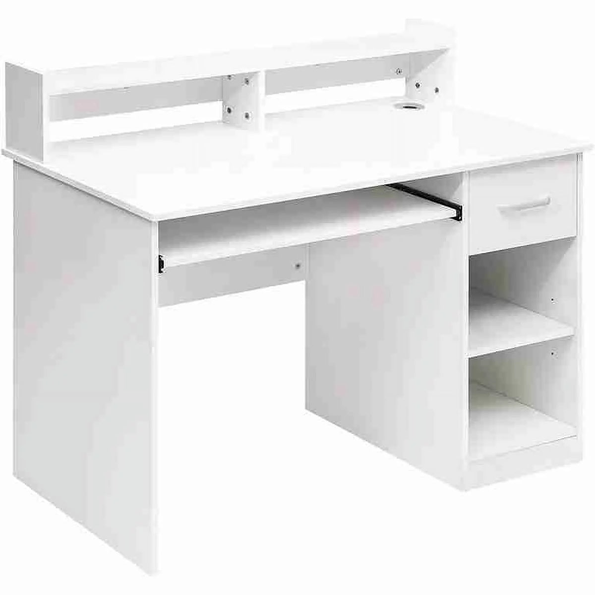 White Computer Desk with Drawer and Keyboard Tray J2678