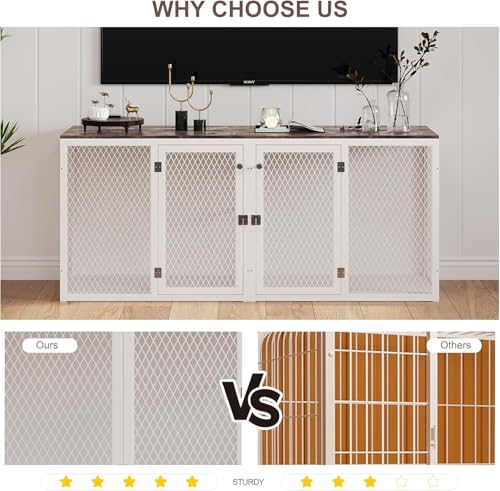 71 Inch Wooden Dog Crate Furniture with Divider D7098