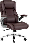 Big and Tall Brown Leather Office Chair 400lbs V9854