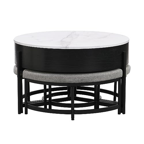 Lift-Top Coffee Table with Hidden Storage and Ottoman A773