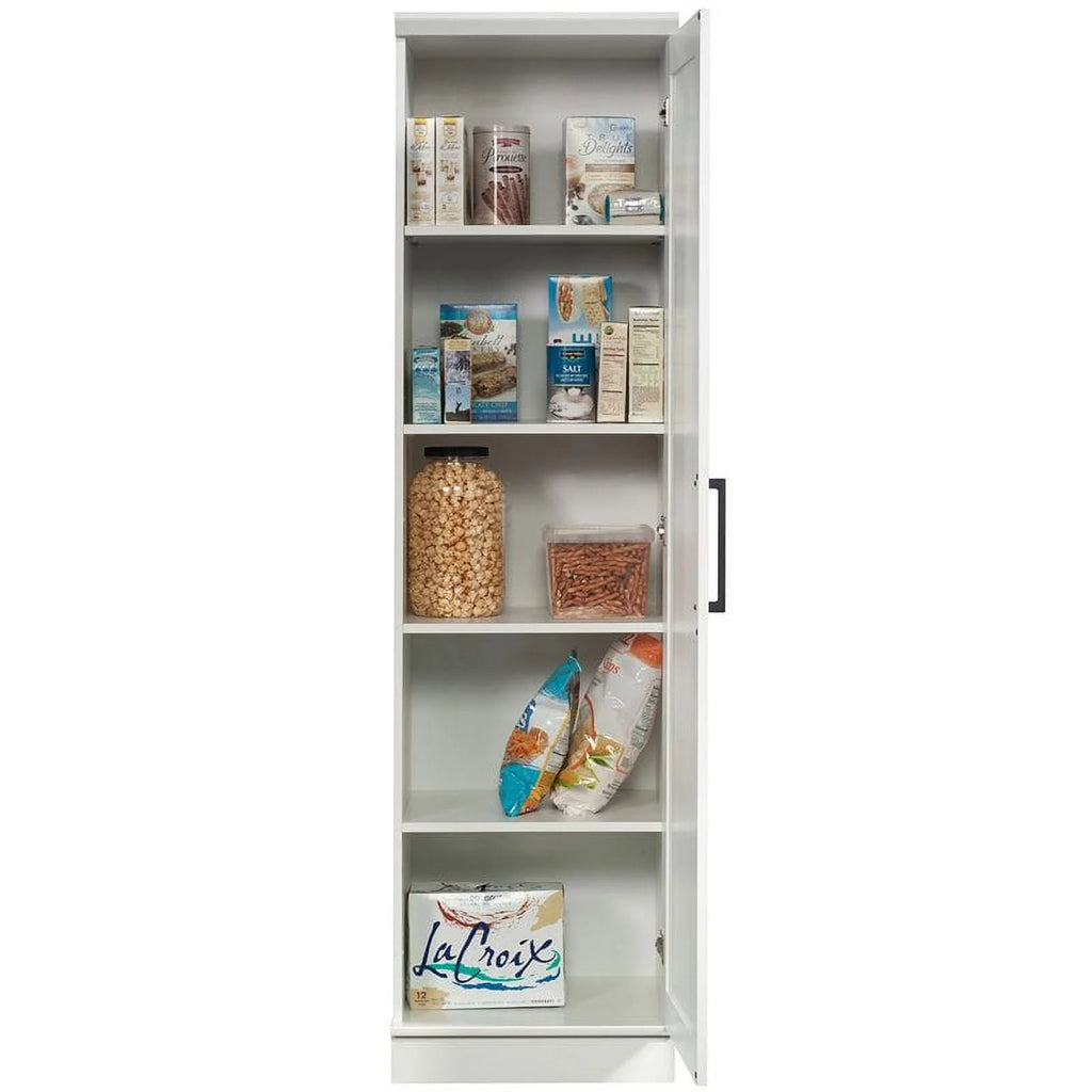 White Engineered Wood Single Door Pantry B5352