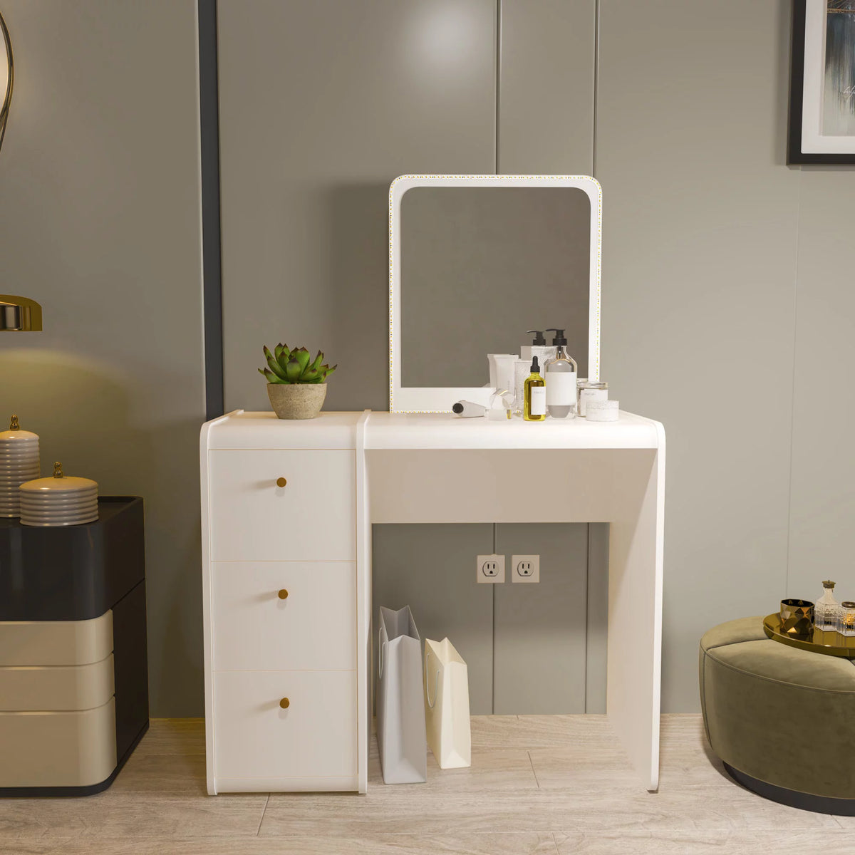 White Lighted Vanity Table Z4910