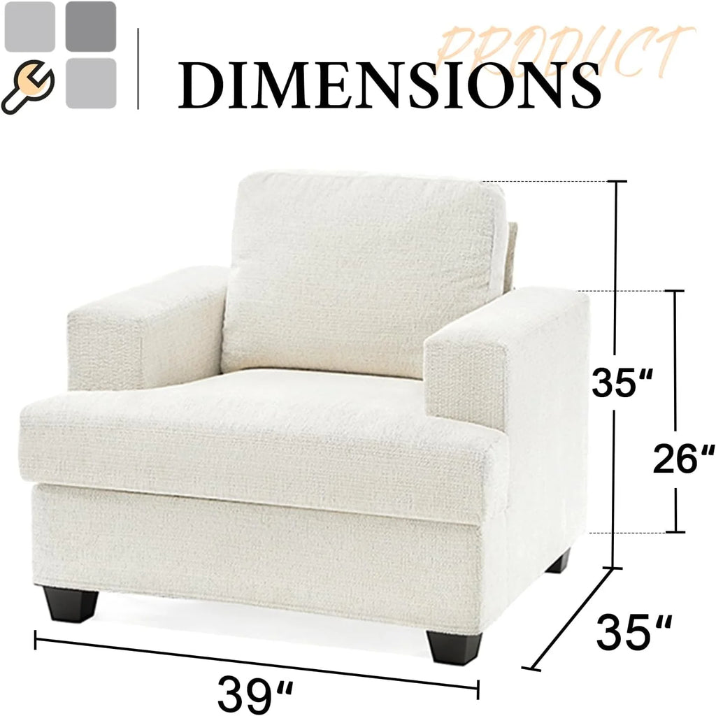 Beige Chenille 39 Inch Wide Single Seater Sofa G881