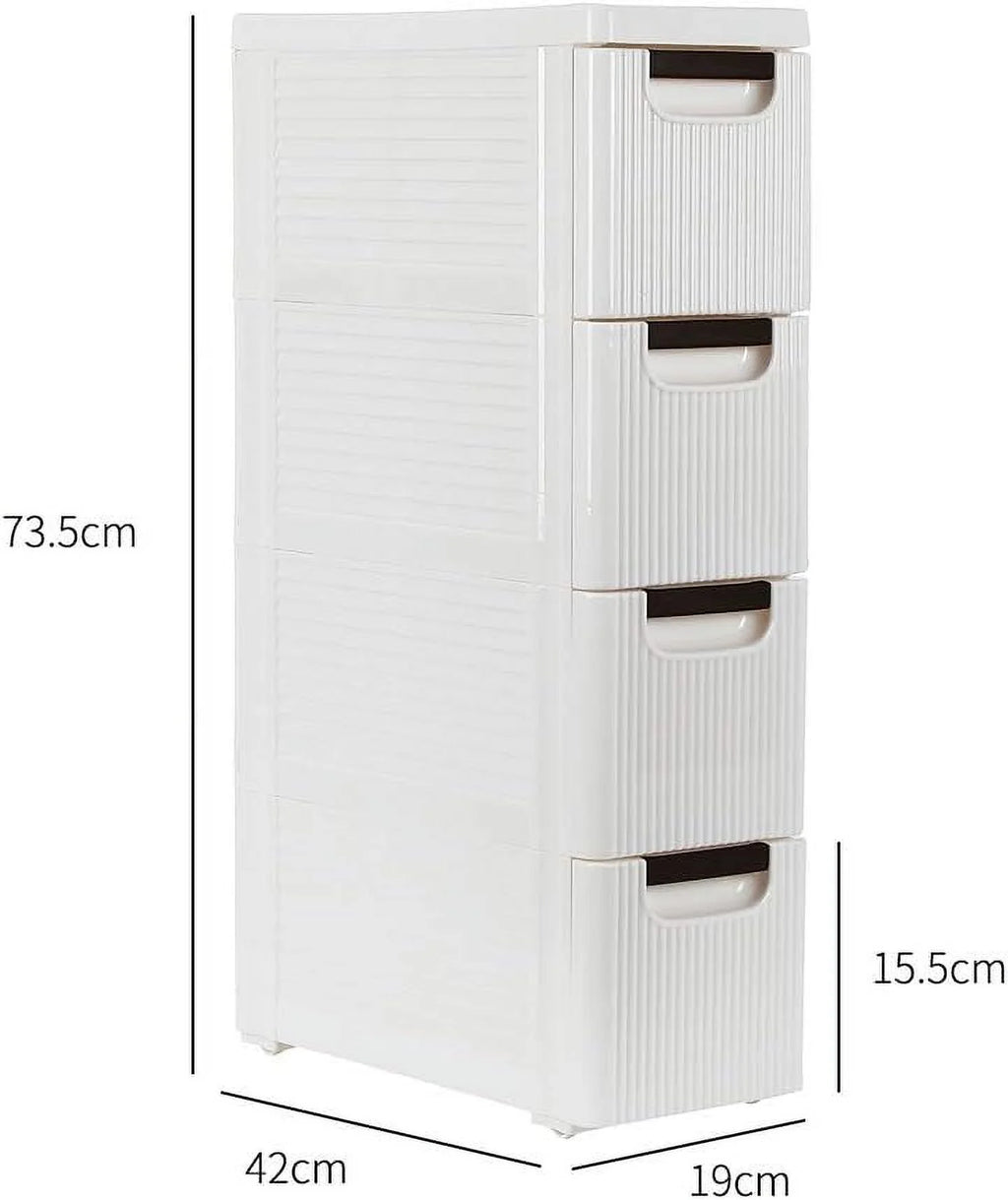 White 4 Drawer Rolling Storage Cabinet K7907