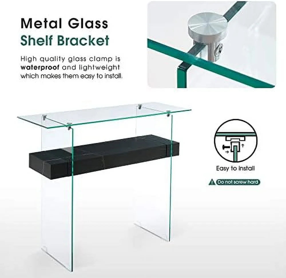 Narrow Glass Console Table with Glass Leg N909