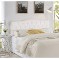 White Linen Upholstered Button Tufted Queen Headboard Z9153