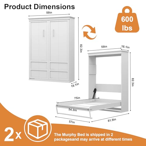 Full Space Saving Murphy Bed White J42682