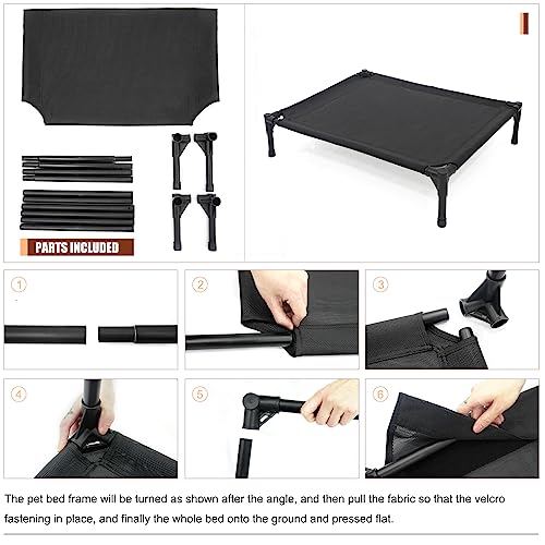 Raised Dog Bed for Large Dogs, Heavy Duty Pet Cot with Washable Mesh, Black L87471