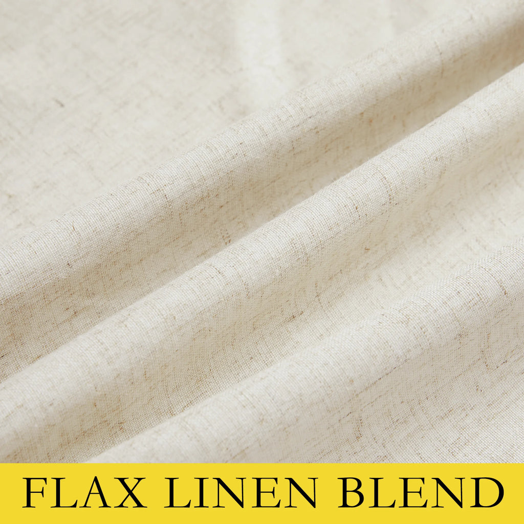 Natural 100% Blackout Linen Kitchen Curtains 63 inch 2 Panels X529