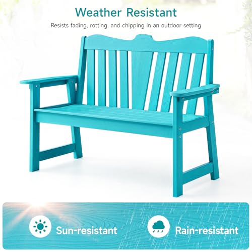 Weatherproof 2-Person Outdoor Bench with Armrests and Backrest R3444