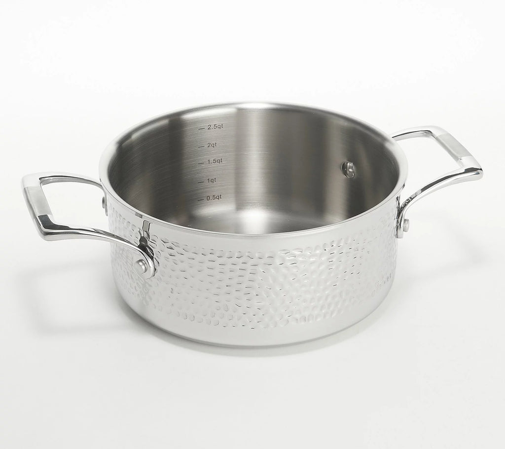 6-Pc Tri-Ply Hammered Stainless Steel Cookware Set S926