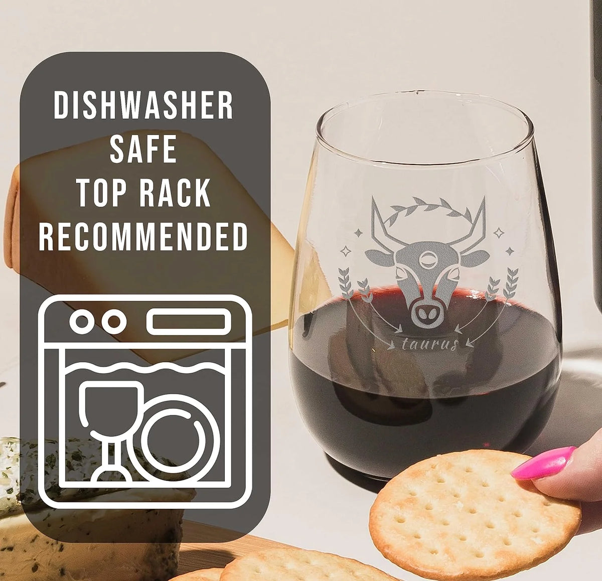 Etched 17Oz Stemless Wine Glass S9104