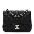Lambskin Quilted Mini Square Flap Black M7580