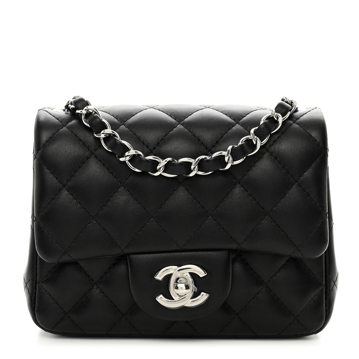 Lambskin Quilted Mini Square Flap Black M7580