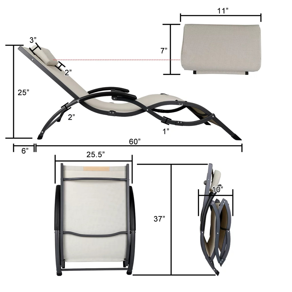 White Folding Patio Sunbeds C714326