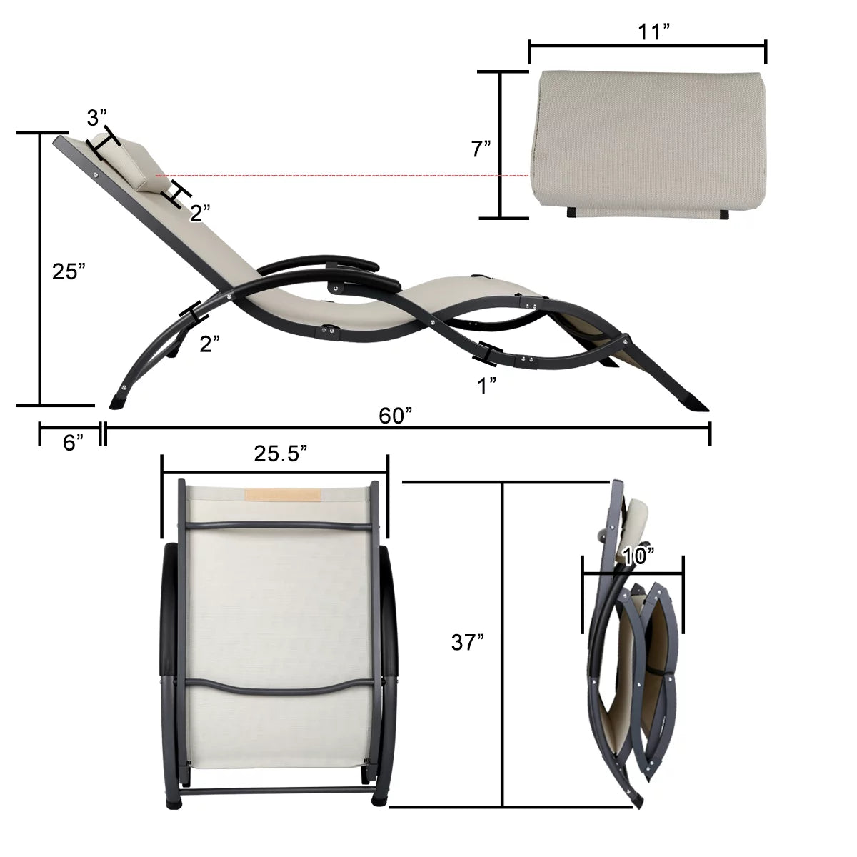White Folding Patio Sunbeds C714326