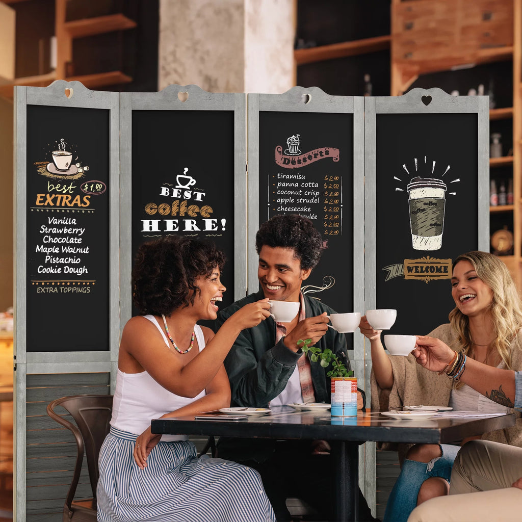4 Panel Folding Room Divider with Chalkboard W831751
