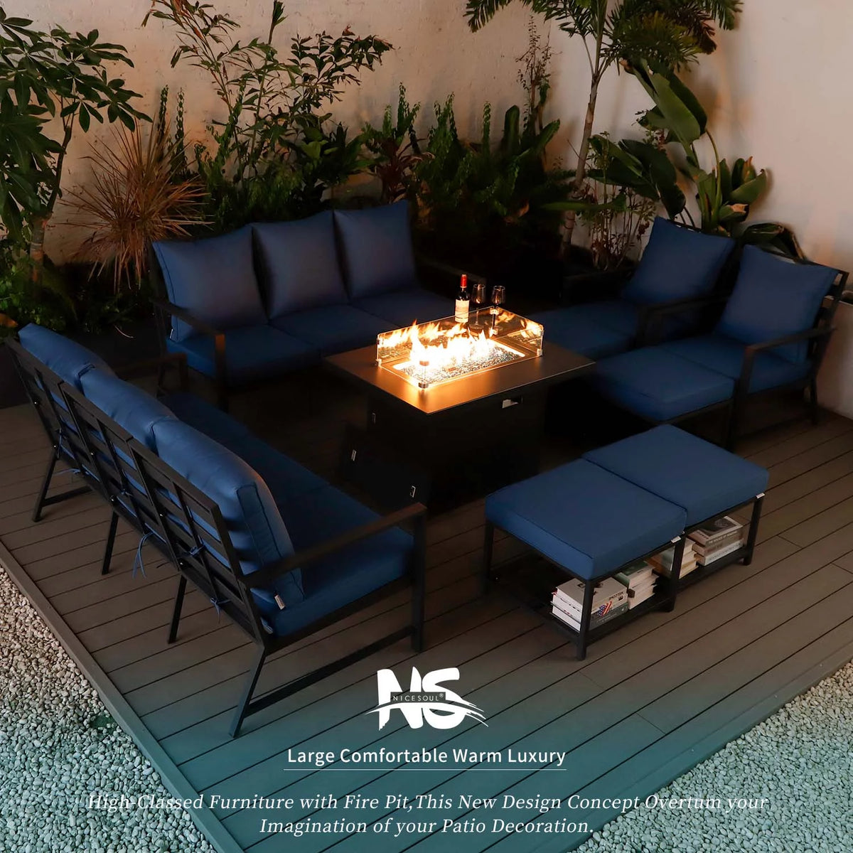 13 Pcs Aluminum Patio Furniture with Fire Pit M833341