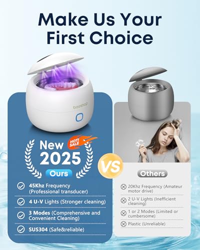 45kHz Ultrasonic Retainer Cleaner with 3 Modes 200ML White H327207