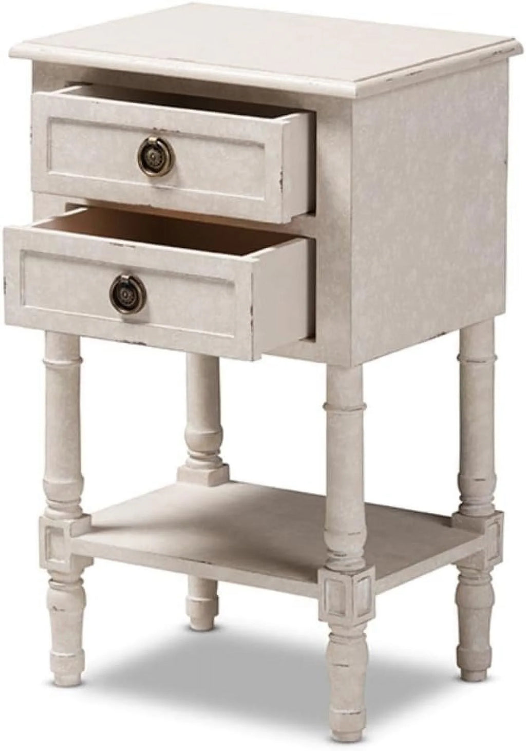 Whitewashed 2-Drawer Nightstand V82475