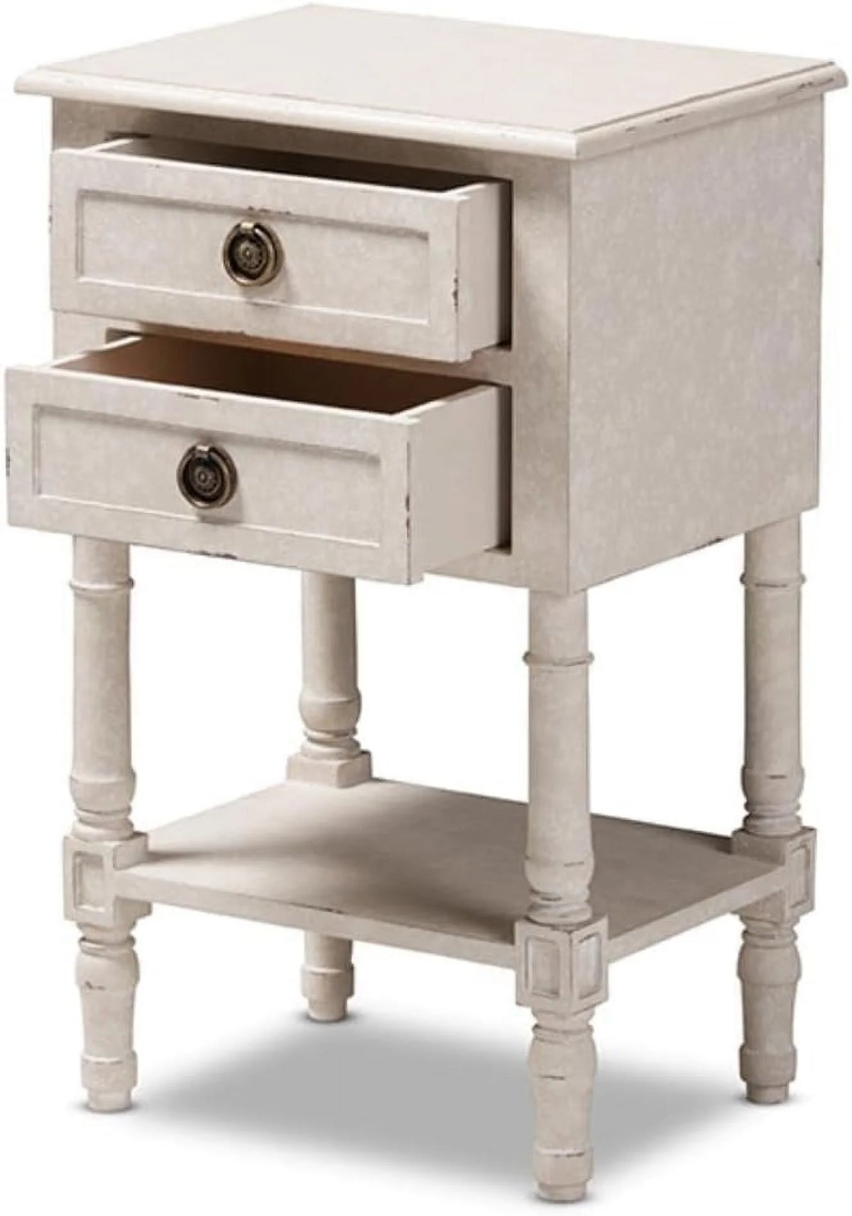 Whitewashed 2-Drawer Nightstand V82475