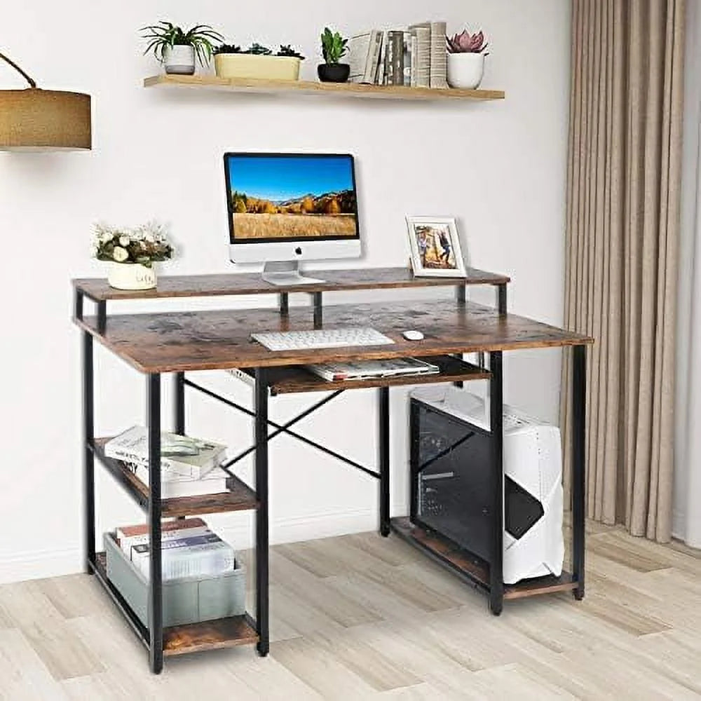 Computer Desk with Keyboard Tray, Hutch, Bookshelf, CPU Stand, Monitor Stand K316