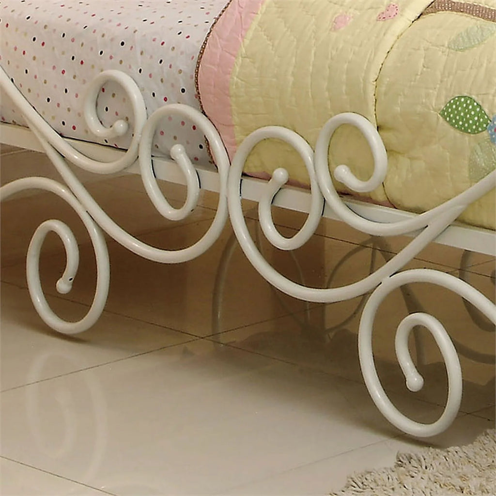 Pink and White Metal Twin Bed D642