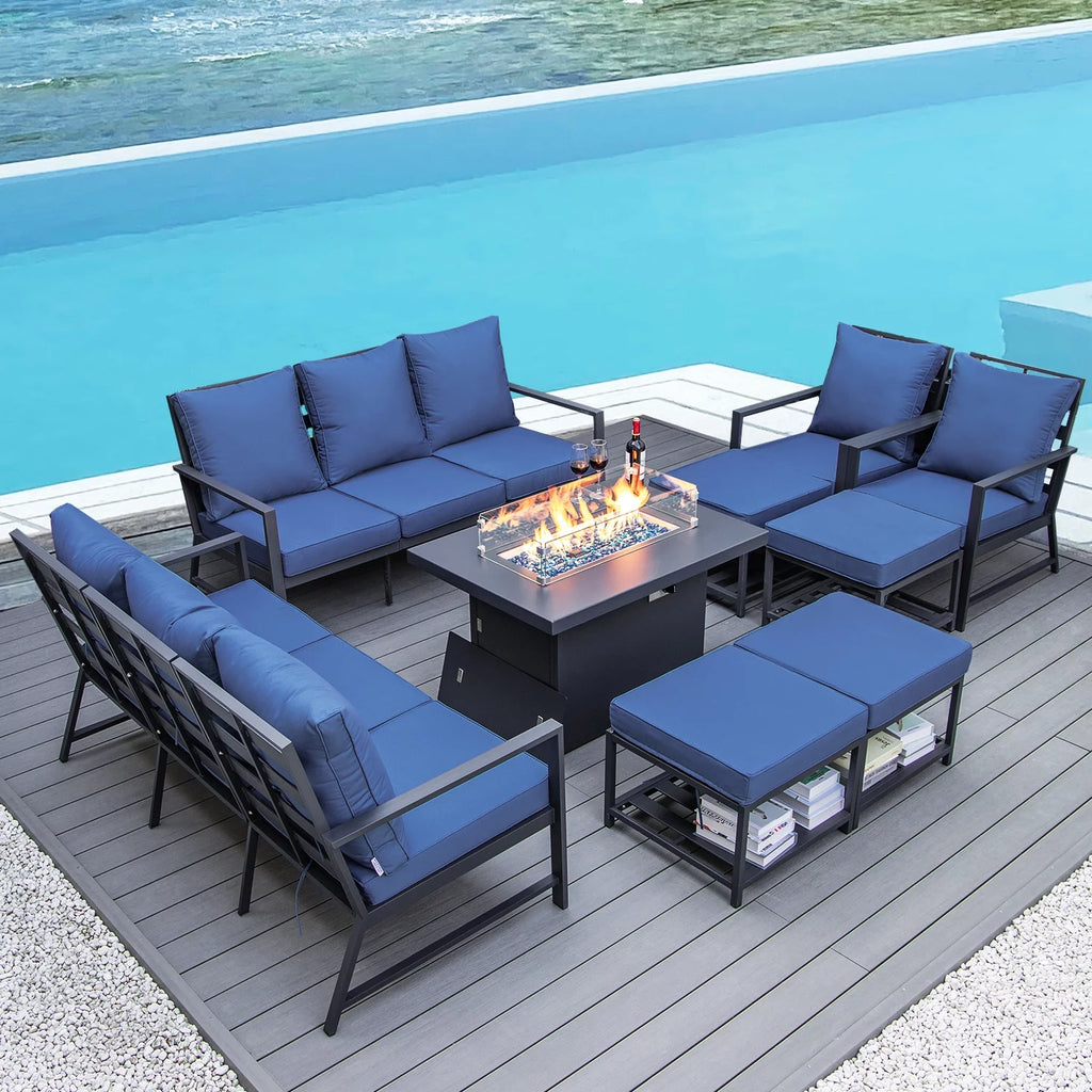 13 Pcs Aluminum Patio Furniture with Fire Pit M833341