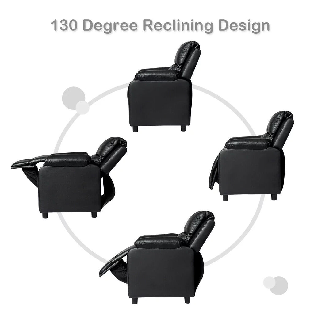 Padded Kids Sofa Armchair with Storage Arm Black F25380